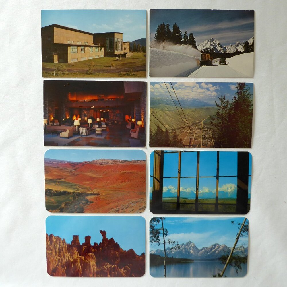 VINTAGE 1960’s WYOMING GRAND TETON JACKSON HOLE UNUSED POSTCARD LOT OF 8